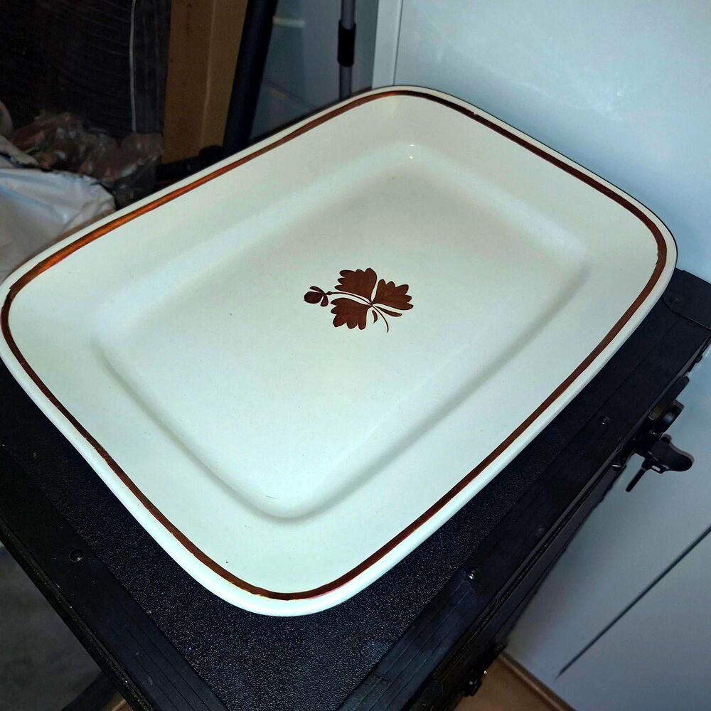Antique 1800's A.J. Wilkinson England Royal Ironstone 12.5x9 Copper Luster Leaf